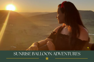 Passenger enjoying sunrise balloon adventure above the Magalies River Valley