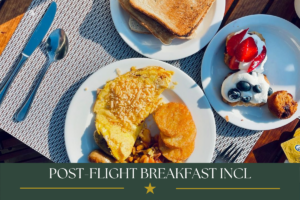 Post-flight breakfast served after a sunrise hot air balloon safari