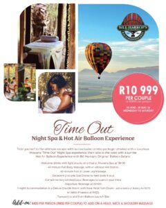 Luxury hot air balloon and spa package near Johannesburg with Mowana Spa and Bill Harrop's Original Balloon Safaris