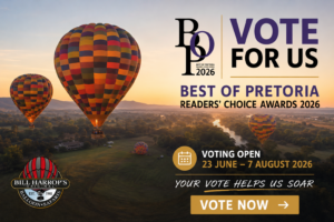 Vote for Bill Harrop's Original Balloon Safaris in the Best of Pretoria Readers' Choice Awards 2026