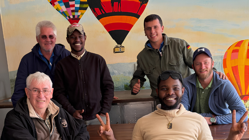 Student hot air balloon pilots and instructors participating in balloon training at Bill Harrop's Original Balloon Safaris.