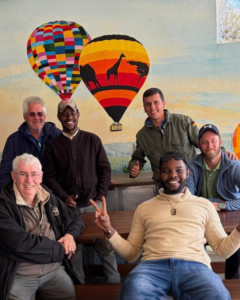 Hot air balloon pilots and crew members during pilot training in South Africa