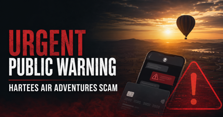 Urgent public warning about the Hartees Air Adventures hot air balloon booking scam
