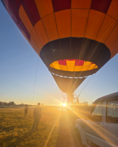 Preparing the balloon before sunrise