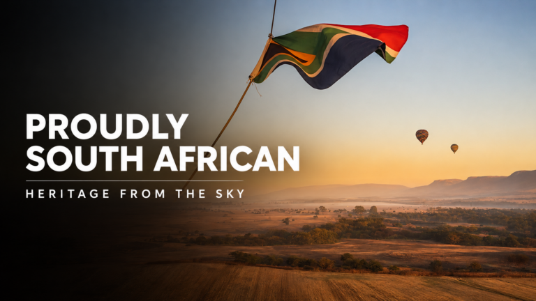 Bill Harrop's hot air balloon flying over the South African Magalies River Valley