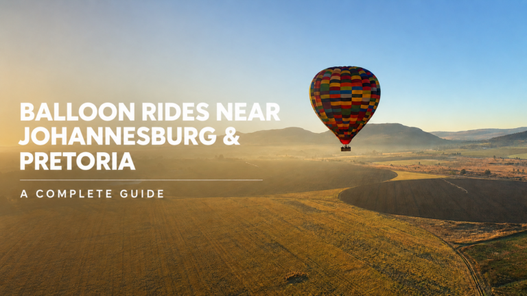 Hot air balloons flying over the Magalies River Valley near Johannesburg and Pretoria