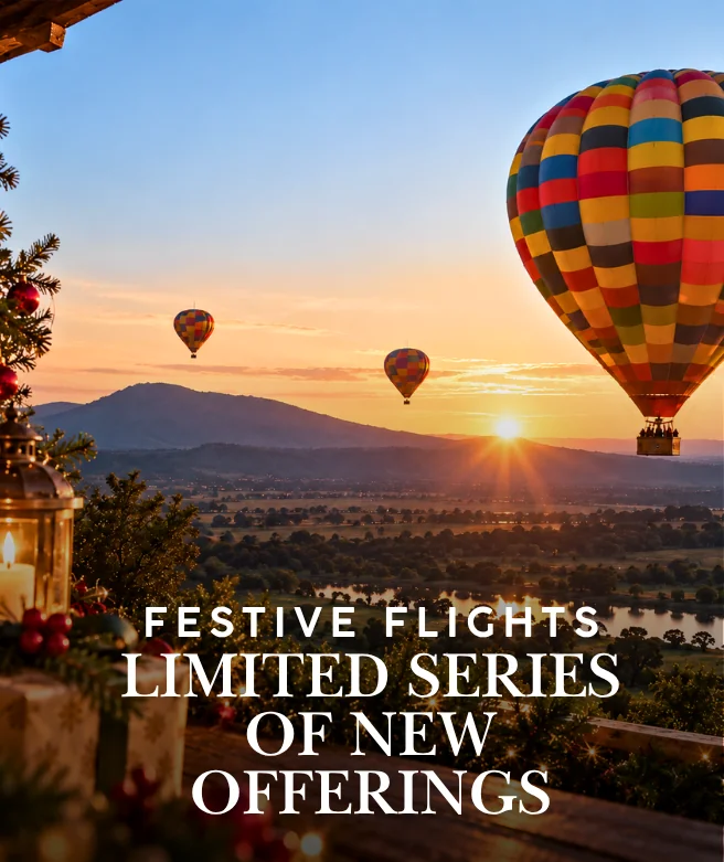 Festive Flights 2026 limited series of hot air balloon safari offerings by Bill Harrop's Original Balloon Safaris.
